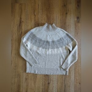 Vineyard Vines Fair Isle Tonal Mockneck Sweater Merino Wool Cashmere Blend M